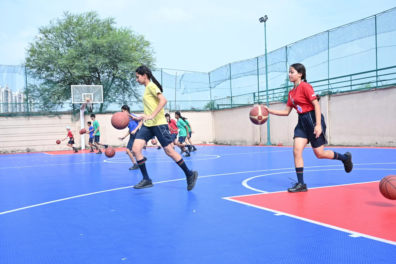 Students participating in sports and enrichment activities
