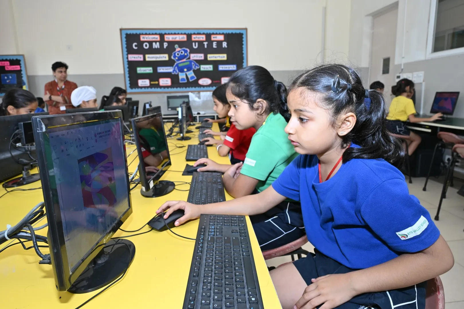 Students working with technology