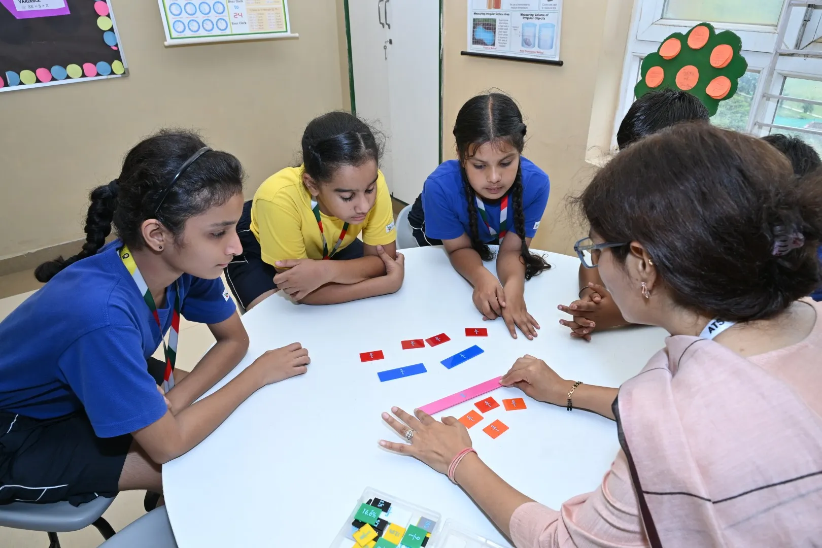 Junior school students learning together