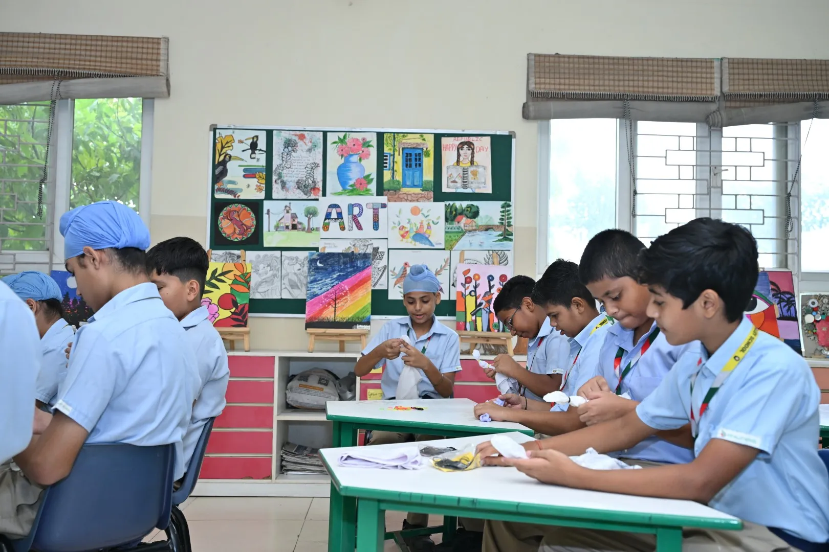 Students participating in music activities at ATS Valley School